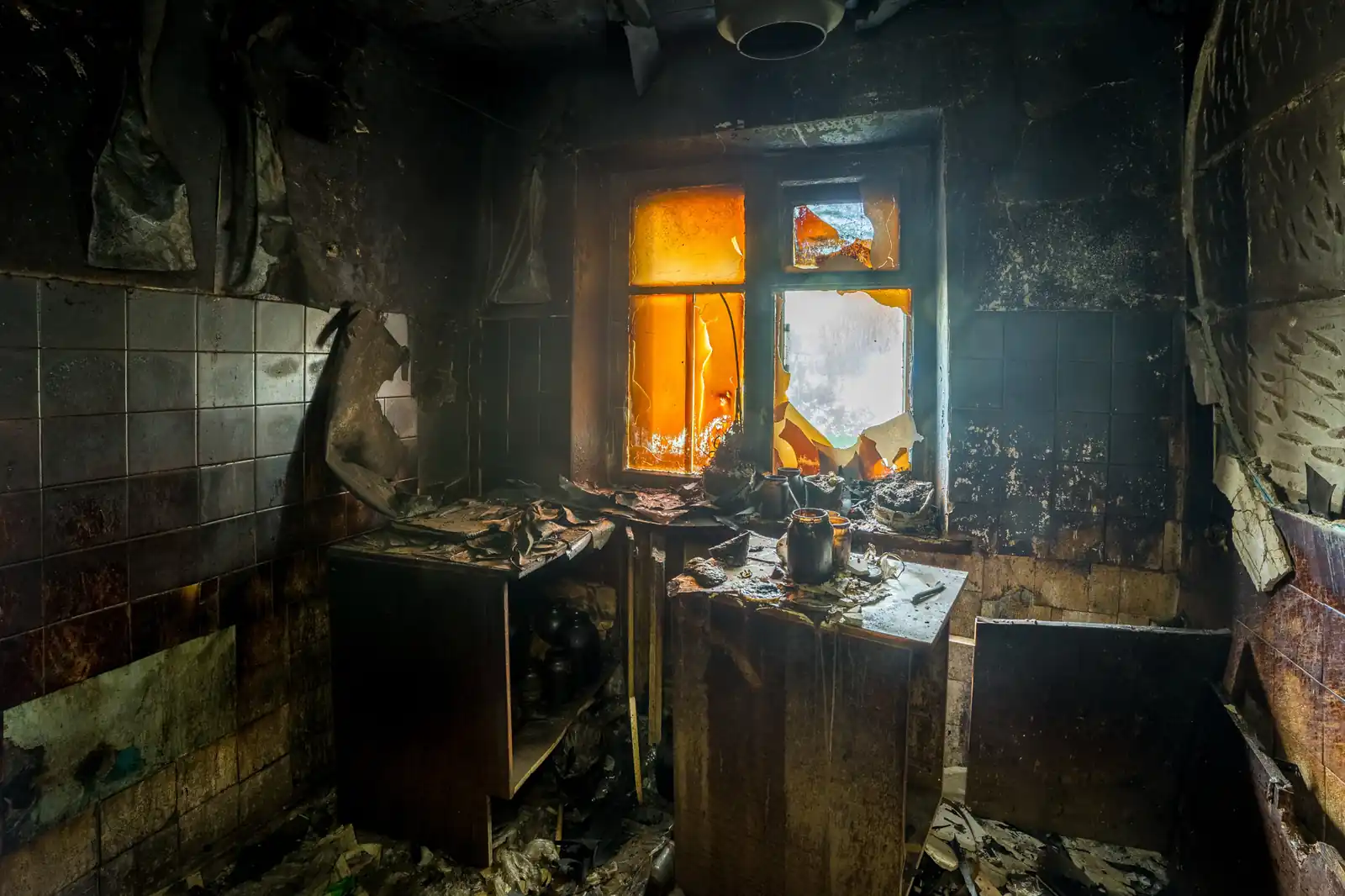 Fire damage restoration crew responding to a house fire in Lewisville, TX